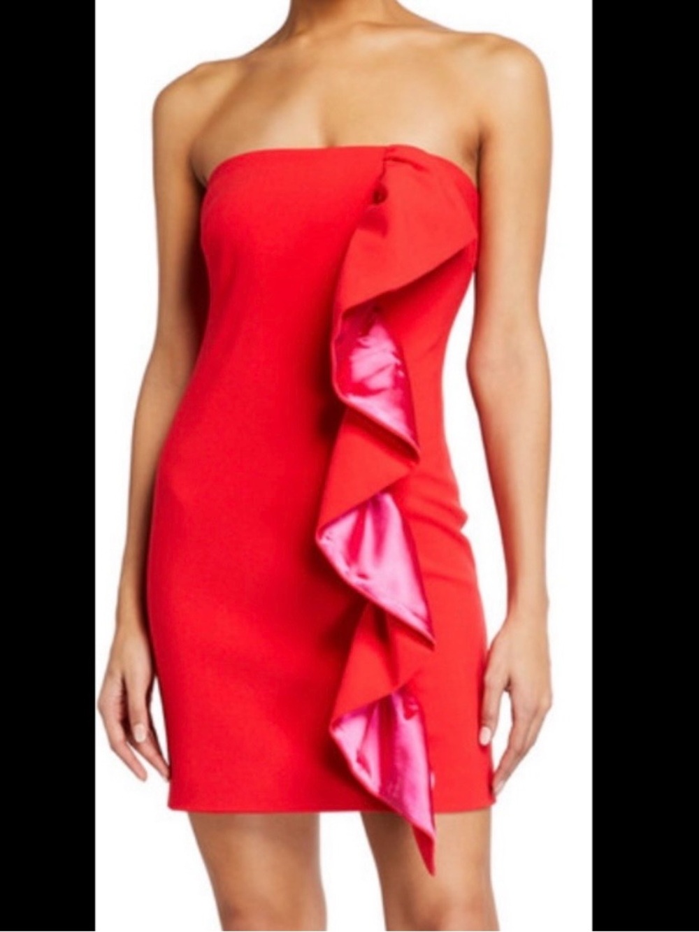 Likely Strapless Red Ruffle Sheath Dress size 0 NWT